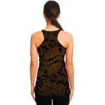 Dark Brown Western Damask Print Women's Racerback Tank Top