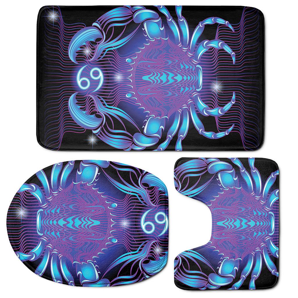 Dark Cancer Zodiac Sign Print 3 Piece Bath Mat Set