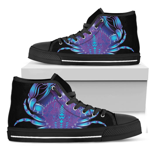 Dark Cancer Zodiac Sign Print Black High Top Shoes
