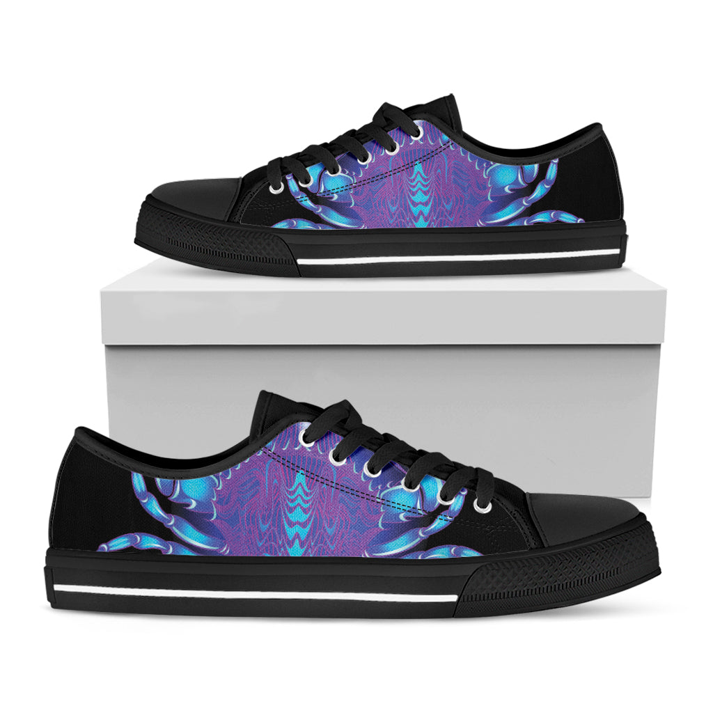 Dark Cancer Zodiac Sign Print Black Low Top Shoes 
