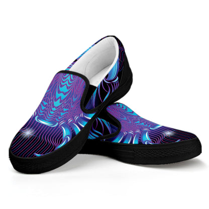 Dark Cancer Zodiac Sign Print Black Slip On Shoes