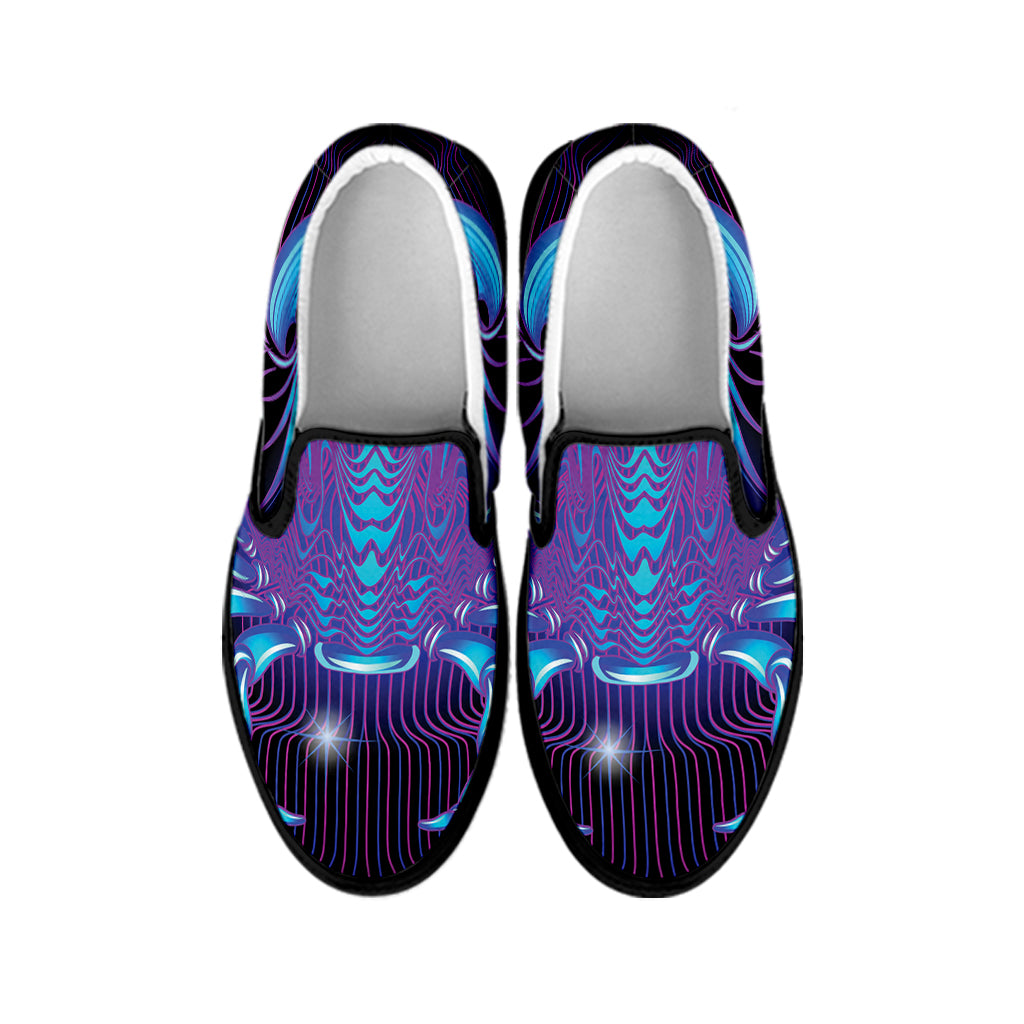 Dark Cancer Zodiac Sign Print Black Slip On Shoes
