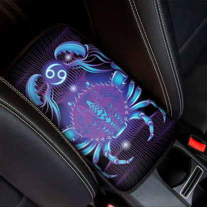 Dark Cancer Zodiac Sign Print Car Center Console Cover