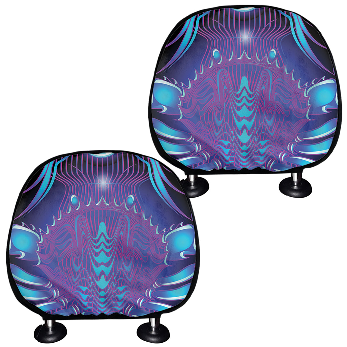 Dark Cancer Zodiac Sign Print Car Headrest Covers