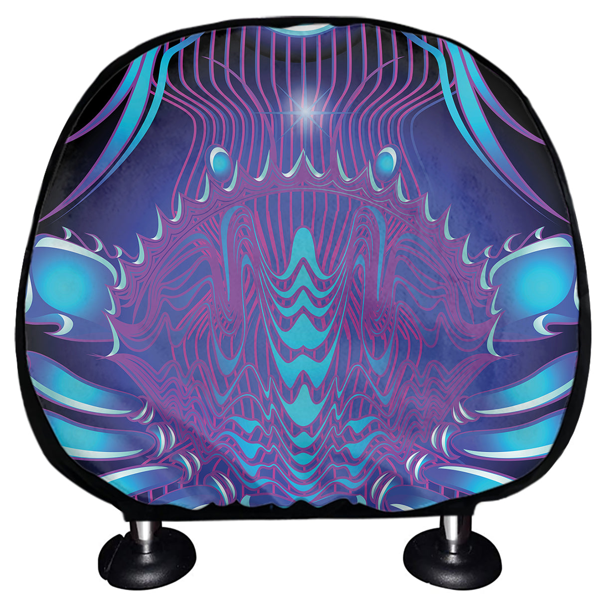 Dark Cancer Zodiac Sign Print Car Headrest Covers
