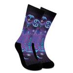 Dark Cancer Zodiac Sign Print Crew Socks