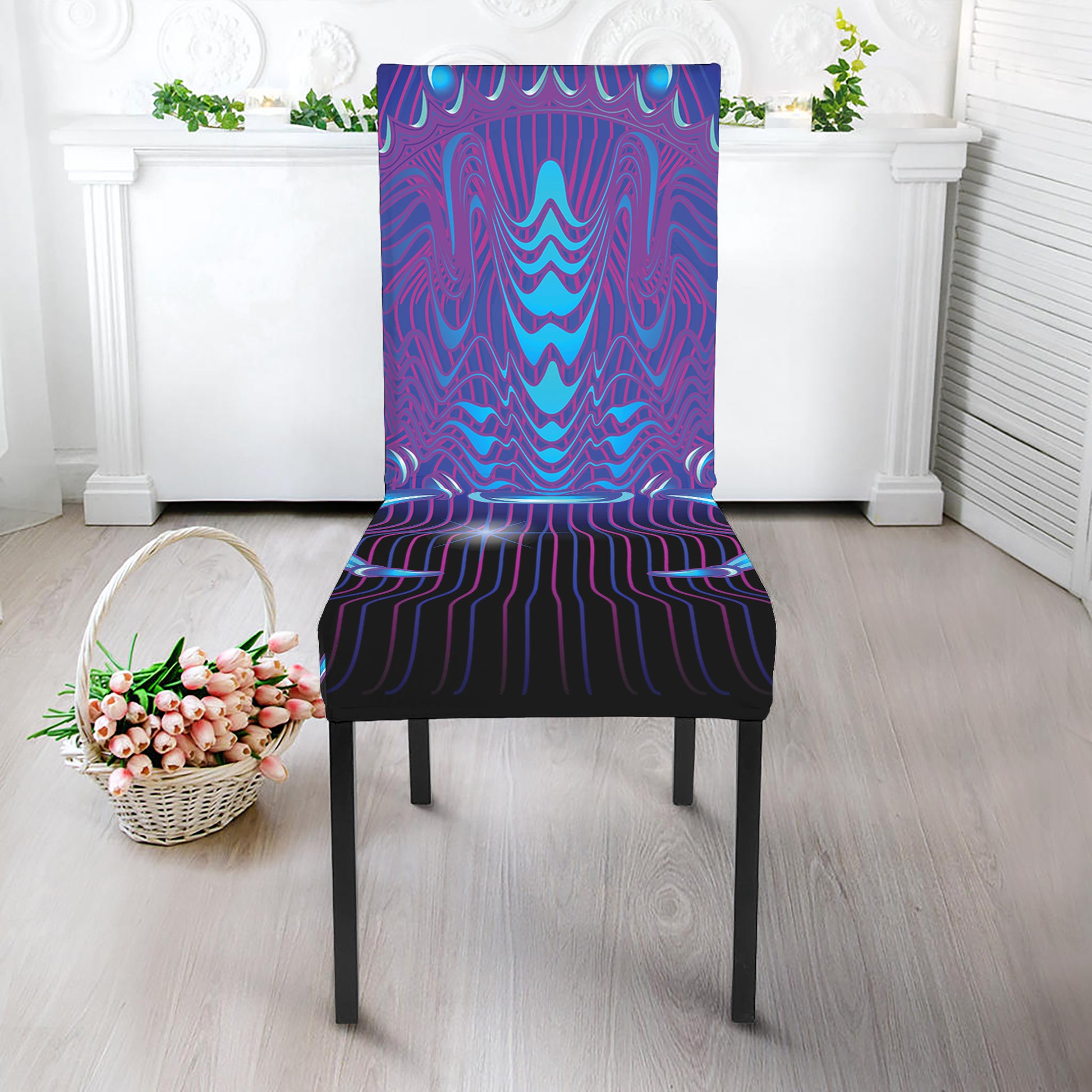 Dark Cancer Zodiac Sign Print Dining Chair Slipcover