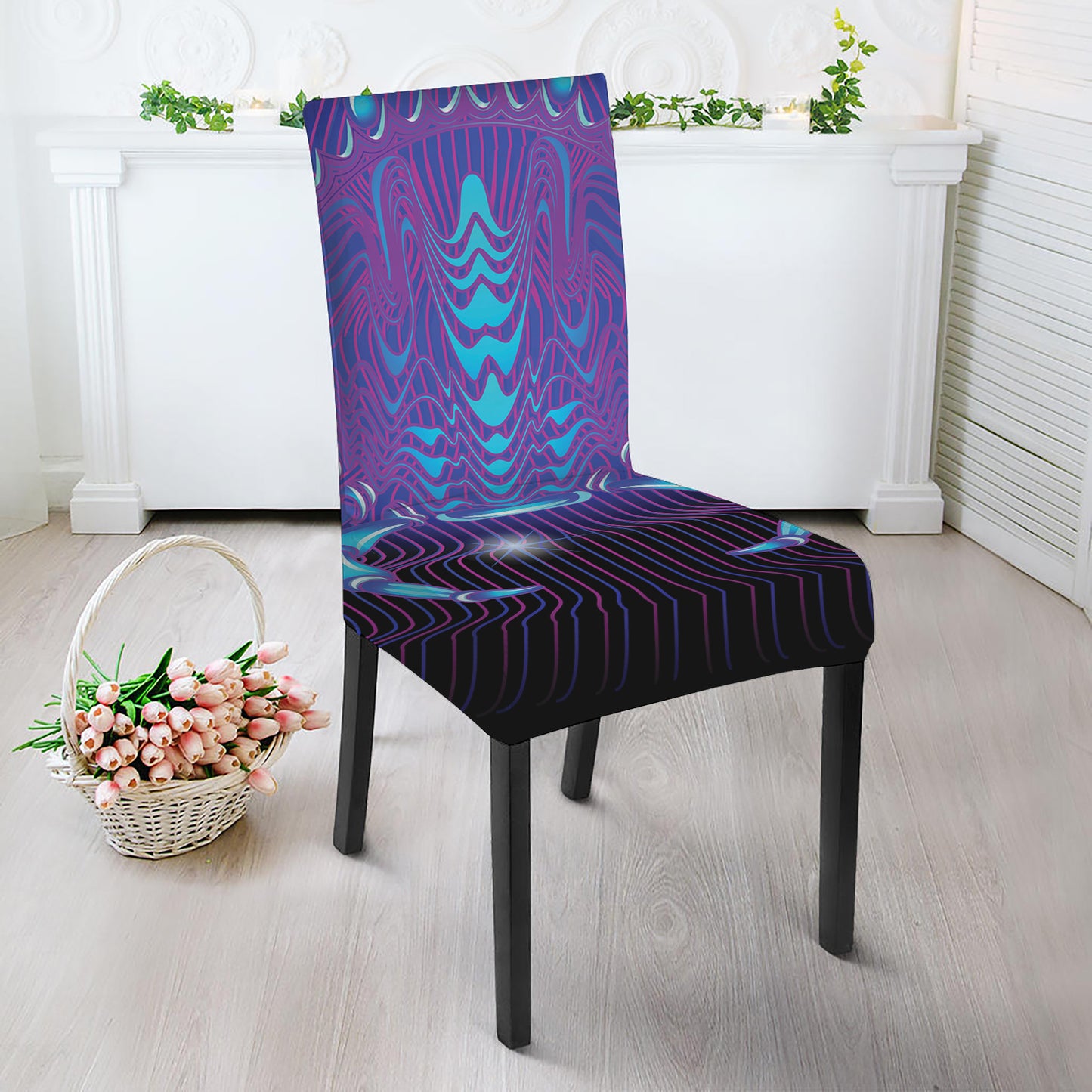 Dark Cancer Zodiac Sign Print Dining Chair Slipcover