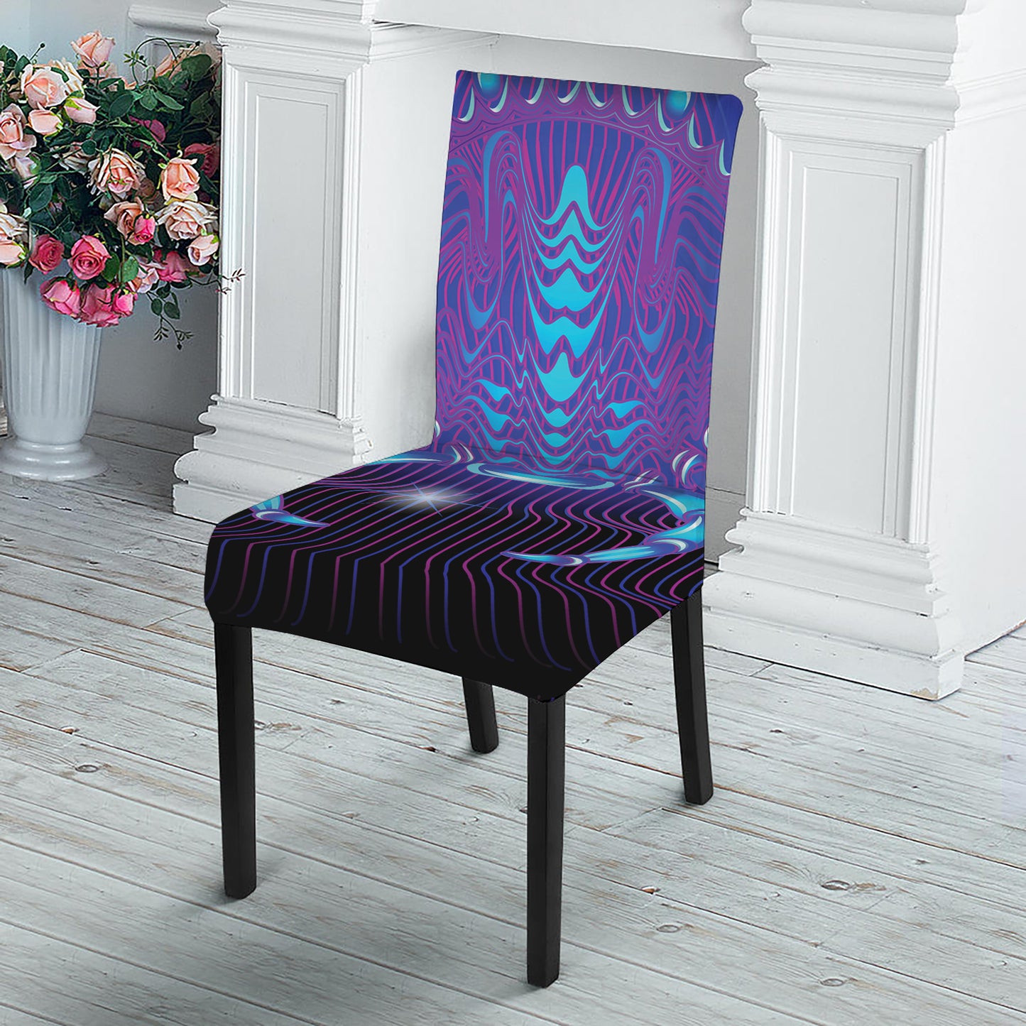 Dark Cancer Zodiac Sign Print Dining Chair Slipcover