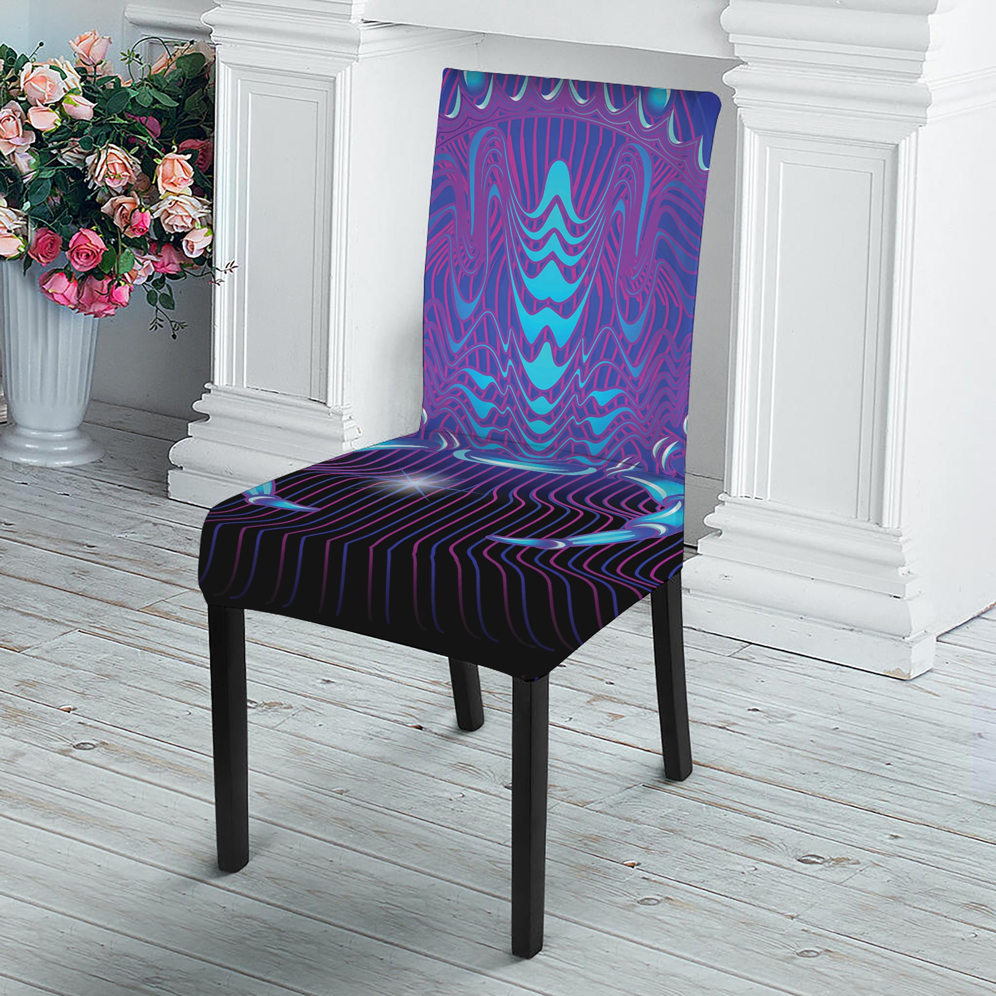 Dark Cancer Zodiac Sign Print Dining Chair Slipcover