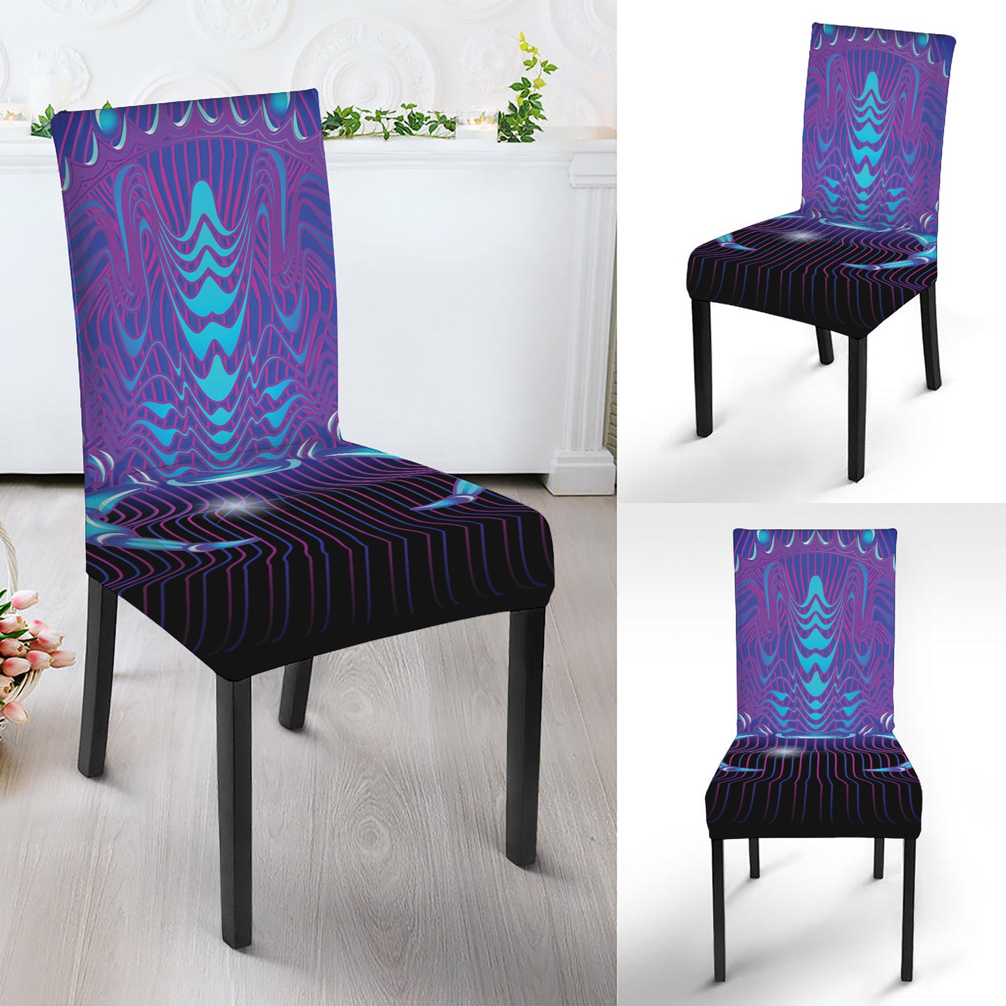 Dark Cancer Zodiac Sign Print Dining Chair Slipcover