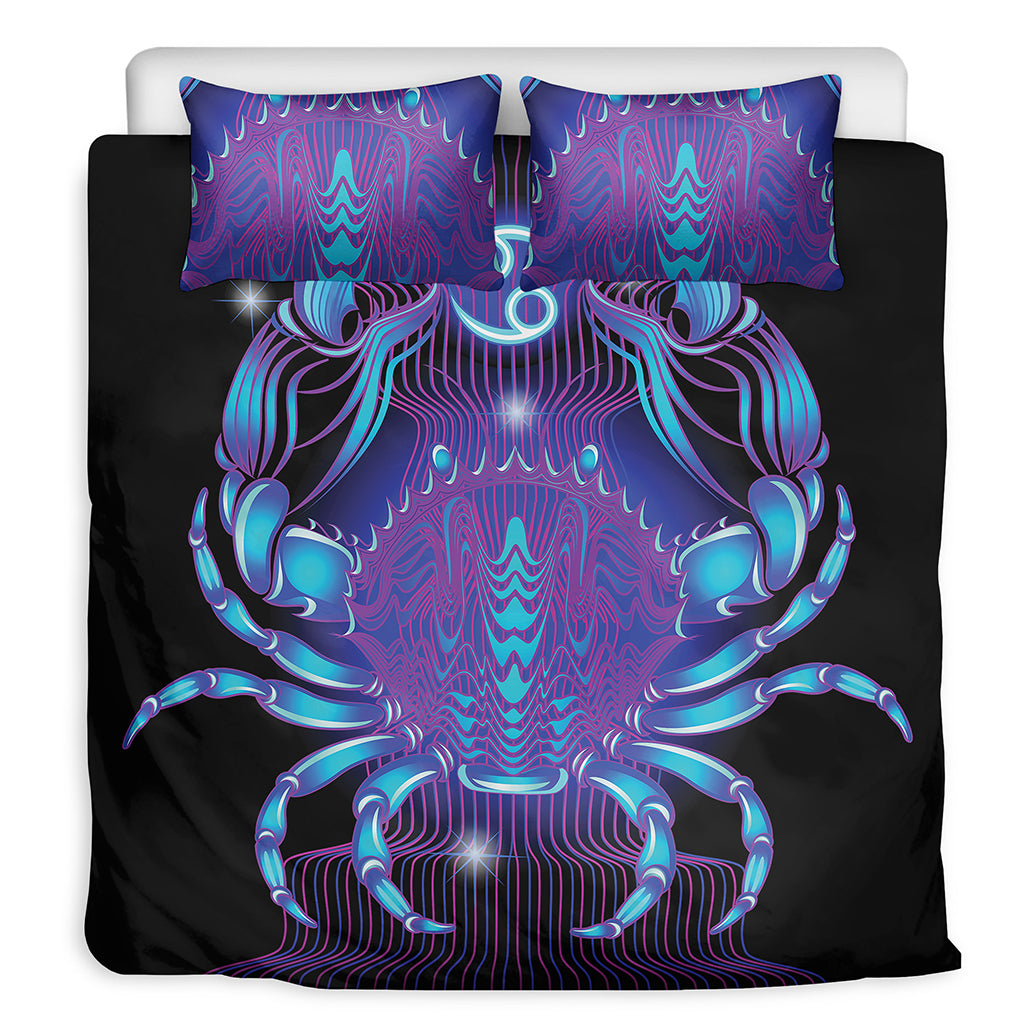 Dark Cancer Zodiac Sign Print Duvet Cover Bedding Set