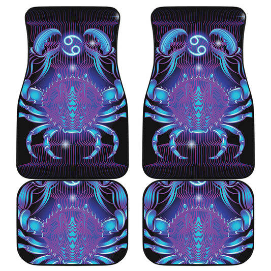 Dark Cancer Zodiac Sign Print Front and Back Car Floor Mats