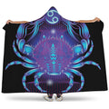 Dark Cancer Zodiac Sign Print Hooded Blanket