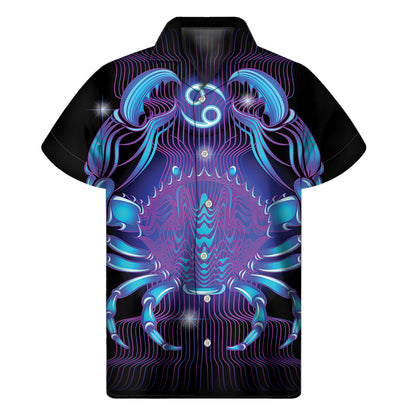 Dark Cancer Zodiac Sign Print Men's Short Sleeve Shirt