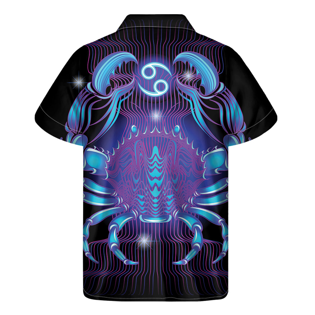 Dark Cancer Zodiac Sign Print Men's Short Sleeve Shirt