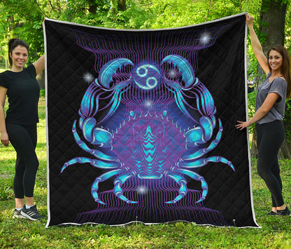Dark Cancer Zodiac Sign Print Quilt