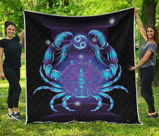 Dark Cancer Zodiac Sign Print Quilt