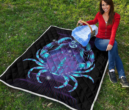 Dark Cancer Zodiac Sign Print Quilt