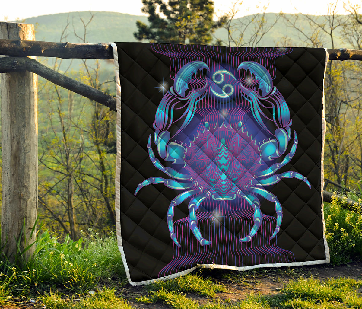 Dark Cancer Zodiac Sign Print Quilt