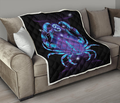 Dark Cancer Zodiac Sign Print Quilt