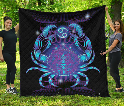 Dark Cancer Zodiac Sign Print Quilt