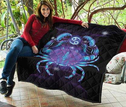 Dark Cancer Zodiac Sign Print Quilt