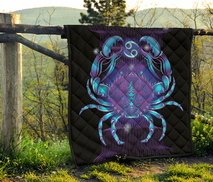 Dark Cancer Zodiac Sign Print Quilt