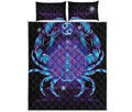 Dark Cancer Zodiac Sign Print Quilt Bed Set