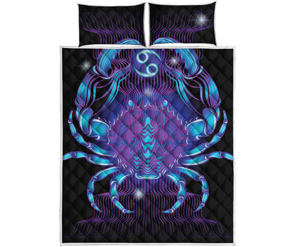 Dark Cancer Zodiac Sign Print Quilt Bed Set