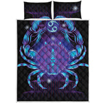 Dark Cancer Zodiac Sign Print Quilt Bed Set