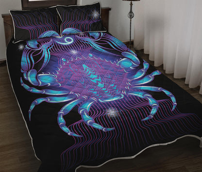 Dark Cancer Zodiac Sign Print Quilt Bed Set