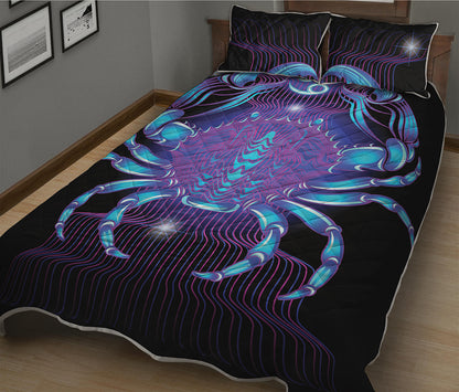 Dark Cancer Zodiac Sign Print Quilt Bed Set