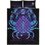Dark Cancer Zodiac Sign Print Quilt Bed Set