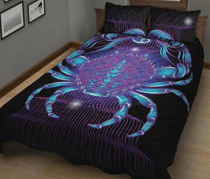 Dark Cancer Zodiac Sign Print Quilt Bed Set