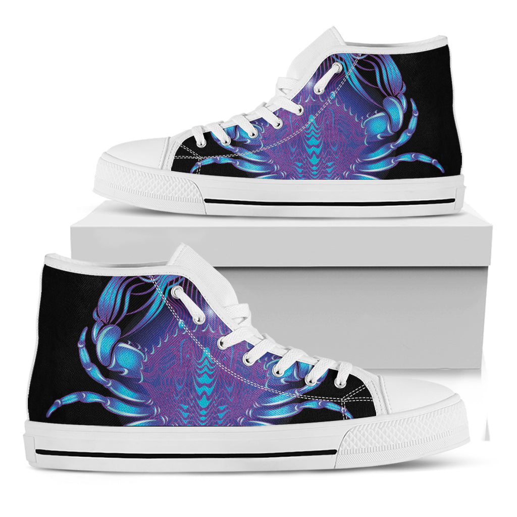 Dark Cancer Zodiac Sign Print White High Top Shoes