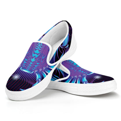 Dark Cancer Zodiac Sign Print White Slip On Shoes
