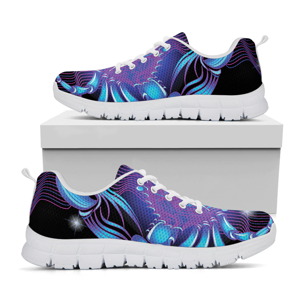 Dark Cancer Zodiac Sign Print White Sneakers
