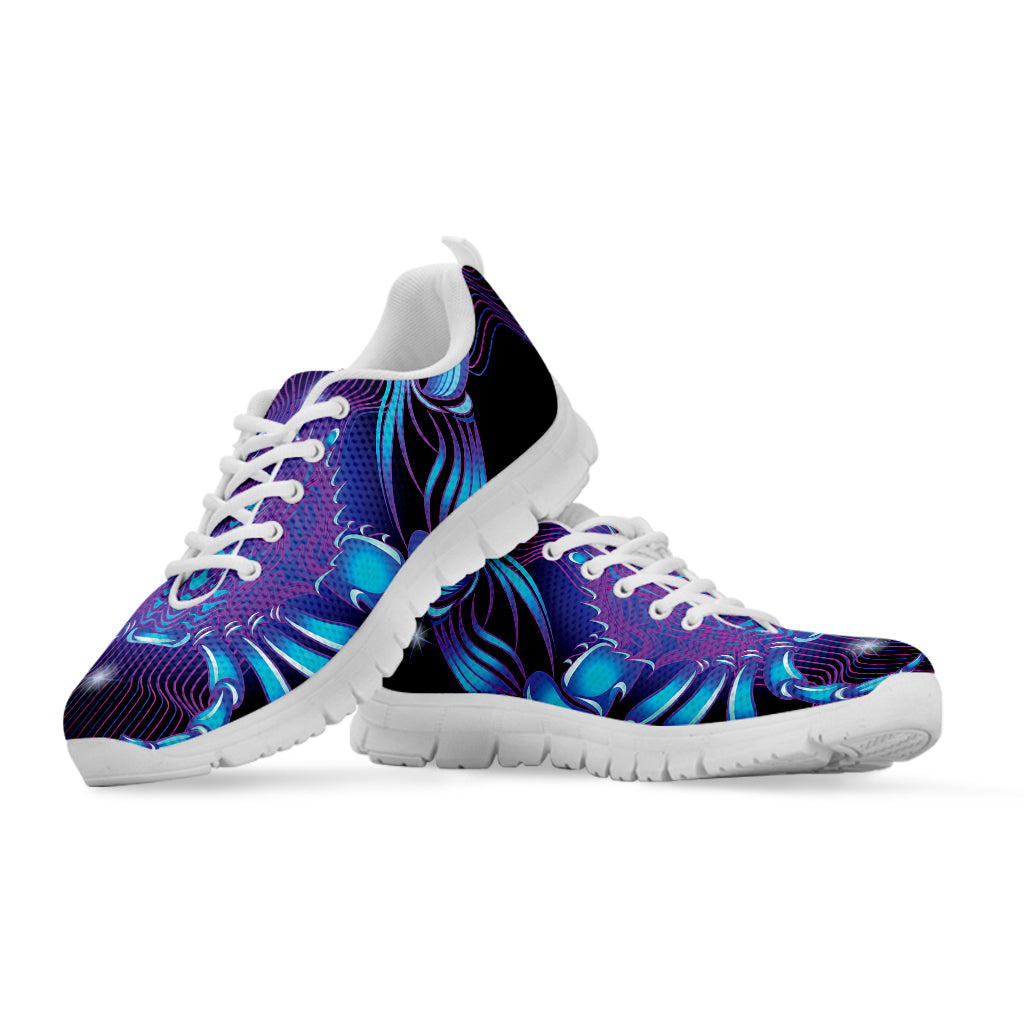 Dark Cancer Zodiac Sign Print White Sneakers