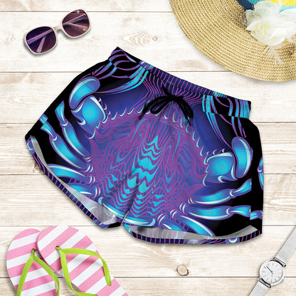 Dark Cancer Zodiac Sign Print Women's Shorts
