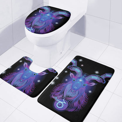 Dark Capricorn Zodiac Sign Print 3 Piece Bath Mat Set
