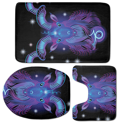 Dark Capricorn Zodiac Sign Print 3 Piece Bath Mat Set