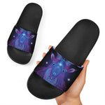 Dark Capricorn Zodiac Sign Print Black Slide Sandals
