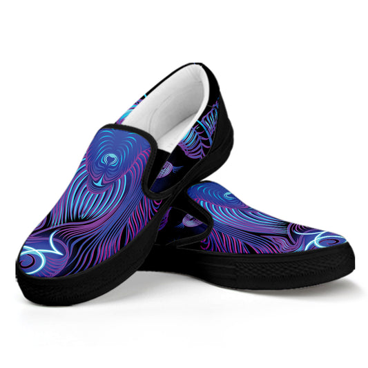 Dark Capricorn Zodiac Sign Print Black Slip On Shoes