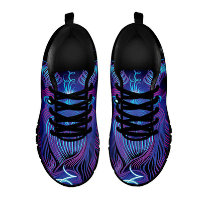 Dark Capricorn Zodiac Sign Print Black Sneakers