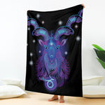 Dark Capricorn Zodiac Sign Print Blanket