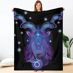 Dark Capricorn Zodiac Sign Print Blanket