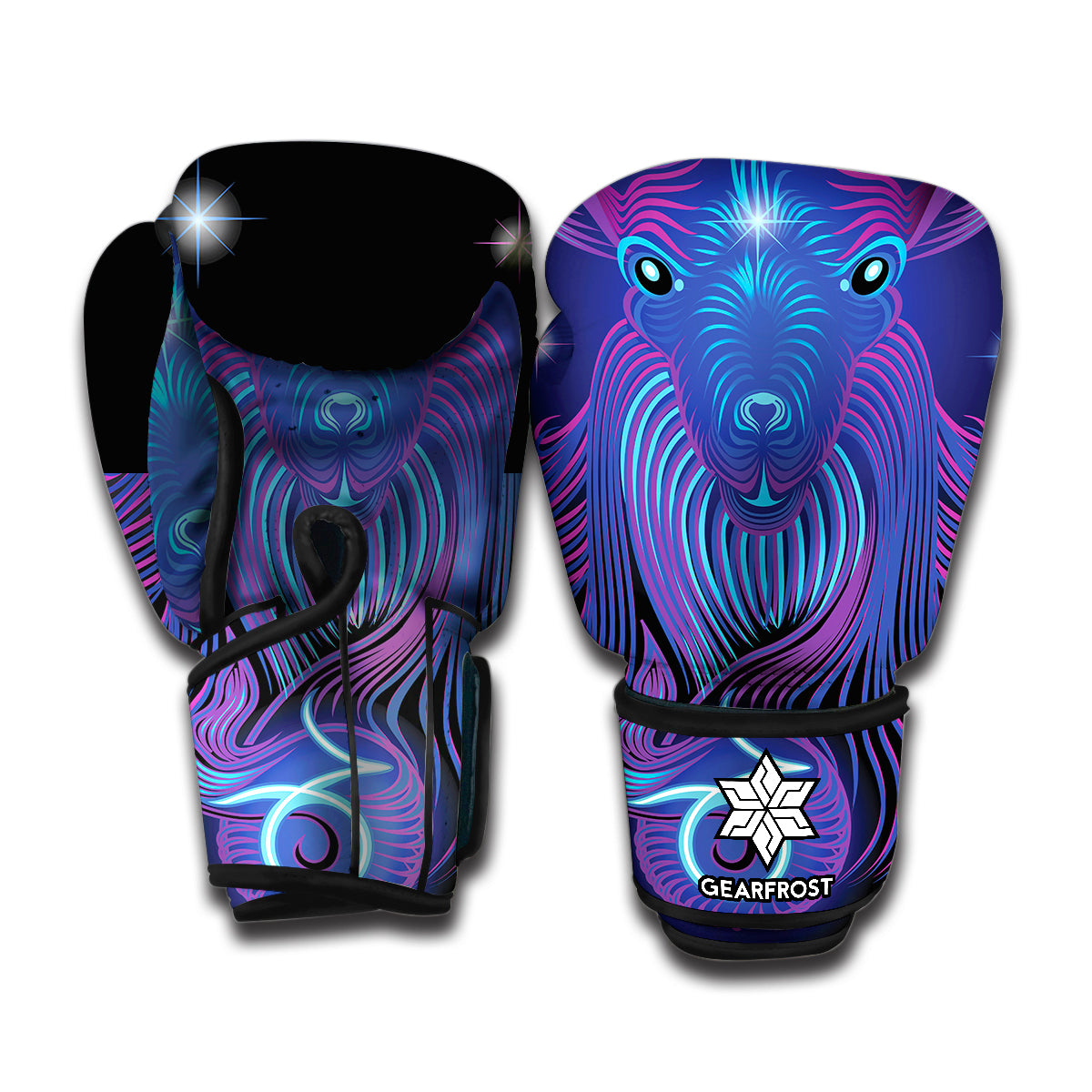 Dark Capricorn Zodiac Sign Print Boxing Gloves