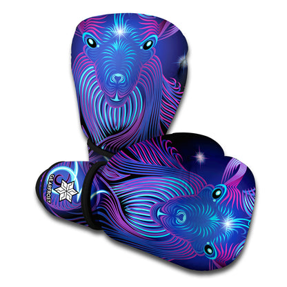 Dark Capricorn Zodiac Sign Print Boxing Gloves