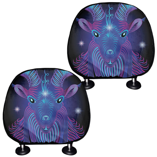 Dark Capricorn Zodiac Sign Print Car Headrest Covers